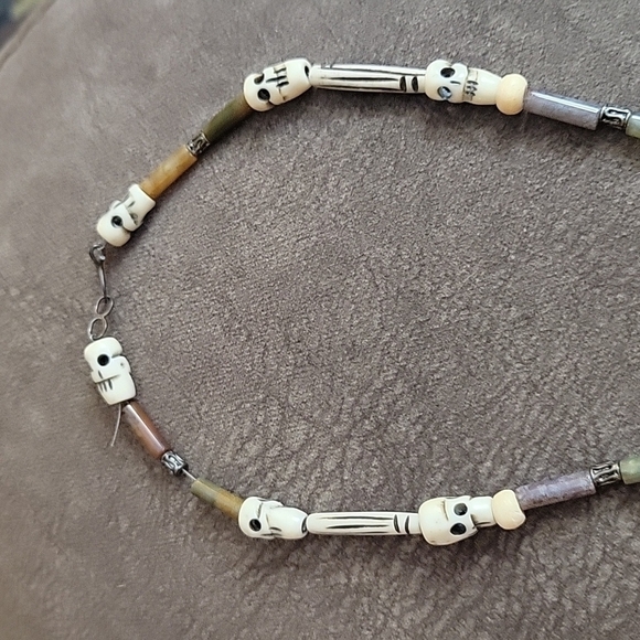 ARTISAN carved bone jasper moon goddess earth primitive Lavalier Necklace - Picture 7 of 11
